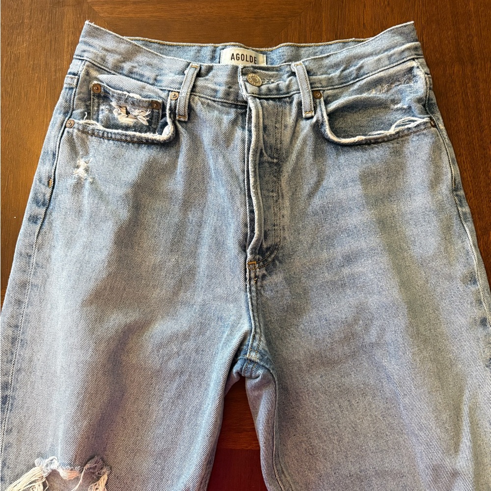 AGOLDE Distressed Light Blue straight Jeans